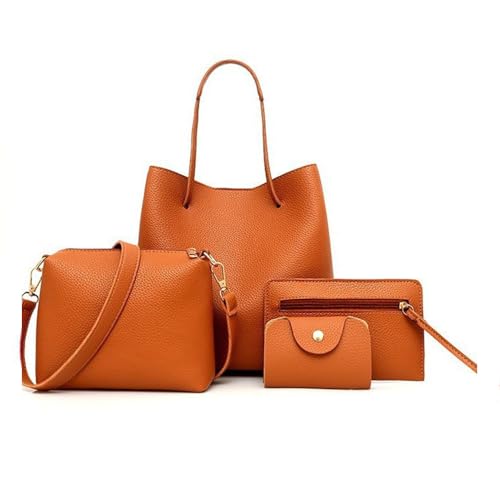 Bolso tote y bolso tipo cartera para mujer, conjunto de 4 piezas miniatura 1
