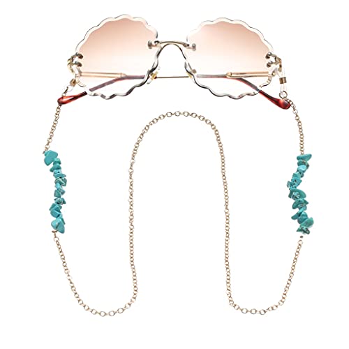 Brillenkette für Frauen Bohemian Naturstein Lanyard Brillenband Sonnenbrillenschnüre Casual Brillenzubehör (Color : A, Size : Length-70CM)