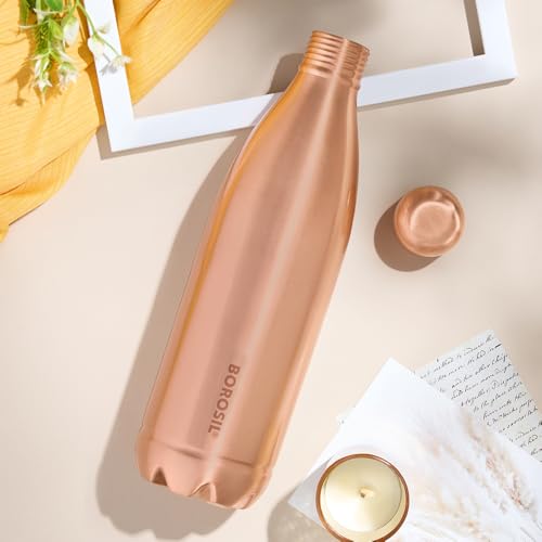 Image of Borosil 1000 ml Canvas Copper Bottle, 100% Pure Copper, BPA Free & Leakproof with Anti-Oxidant Properties of Copper Bottle for Home, School & Office