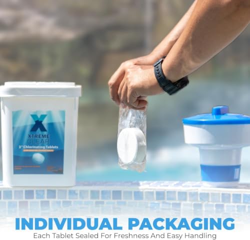 Image of Xtremeclear 3 inch Swimming Pool Chlorine Tablets 99% Pure Tri-Chlor| Long Lasting & Slow Dissolving | Pro-Grade Pool Sanitizer | 5 Pounds Bucket