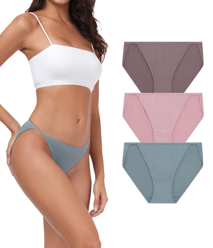 ANLIQI Women’s High Cut String Bikini Underwear Soft Modal Low Rise No Show Panties Plus Size Bikini Panties Multi Pack
