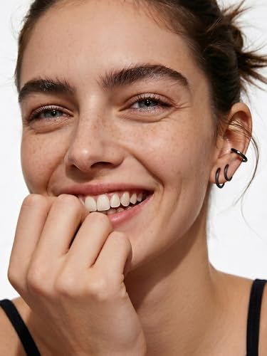 Image of ChicSilver 925 Sterling Silver Huggie Hoop Earrings Small Hoop Earrings for Women Hypoallergenic Silver Huggie Earring Cartilage Earrings for Women (6 /8 /10 /12 /14 /16 /18 /20MM)