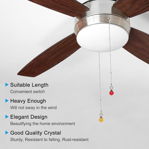 Image of PATIKIL 15 inch Ceiling Fan Pull Chain, 4 Pcs Crystal Pull Chain Fan Connector Vintage Ceiling Fan Ornament Fan Chains Extender for Ceiling Light Lamp Fans, Light Blue (Ball)
