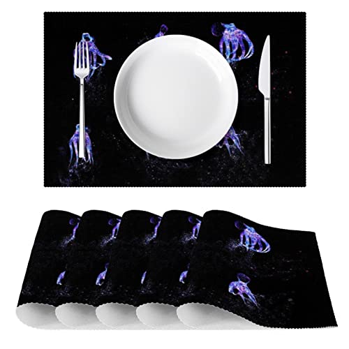 Sets de table tissu Oxford lavable résistant chaleur napperon de cuisine 4x - 3
