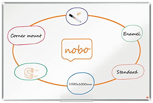 Nobo Premium Plus Enamel Magnetic Whiteboard – 1500x1000mm, Aluminium Trim, EU Ecolabel Certified, 1915146