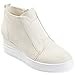 Journee Collection Women's Clara Zippered Wedge Sneakers, Bone, 8 Wide