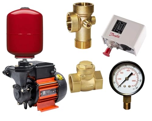 Image of Kirloskar Jalraj 0.5 HP Water Pump with Pressure Boosting 24 Liter Tank (Available in Multicolour) with NRV, 5 Way Connector, Pressure Gauge, Pressure Switch (Single Phase)