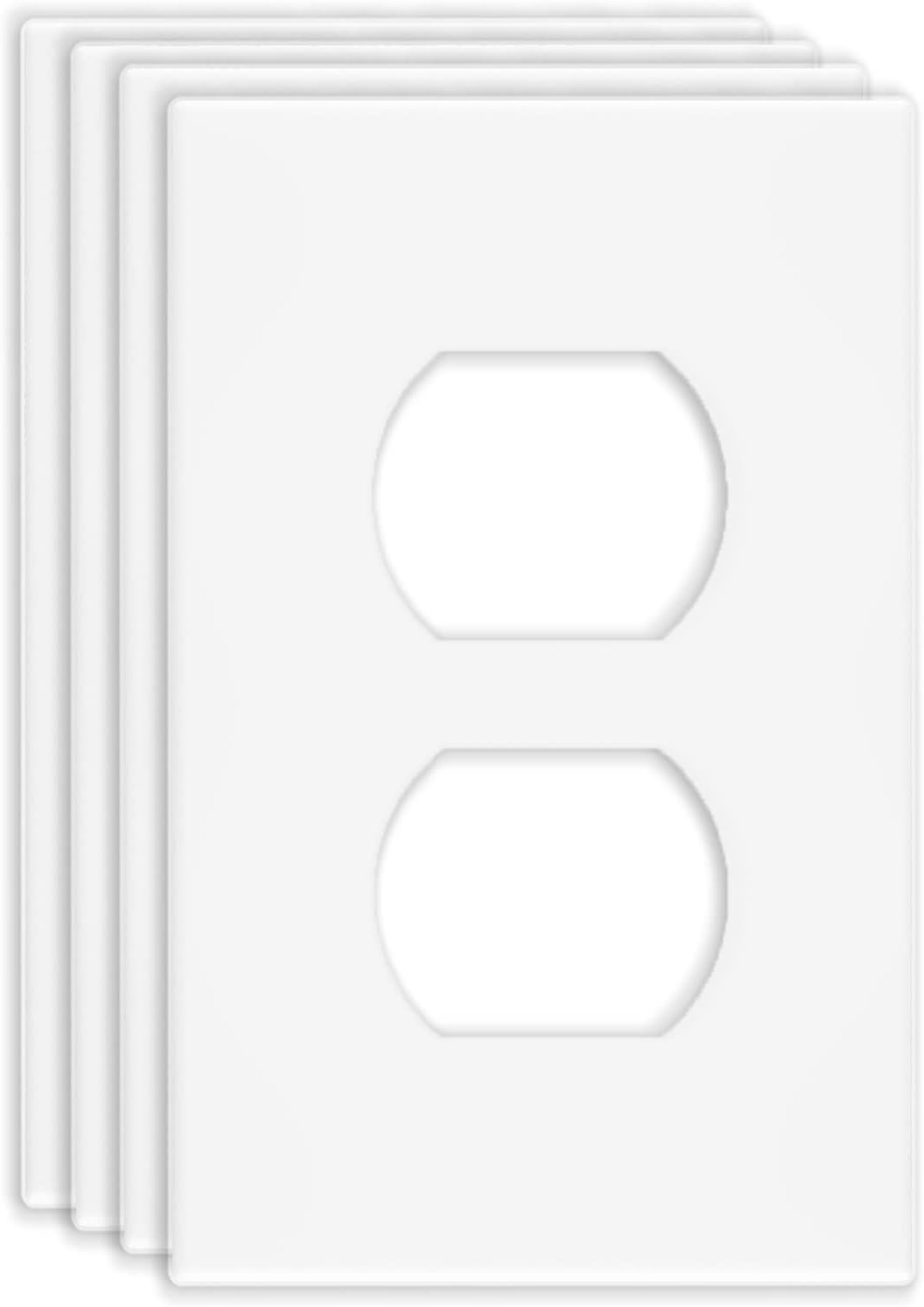 1-Gang Screwless Decorative Wall Plates, stander-Size Unbreakable Thermoplastic Faceplate Cover for Decorator Receptacle Outlet Switch, White (4 Pack, Single Duplex-White)