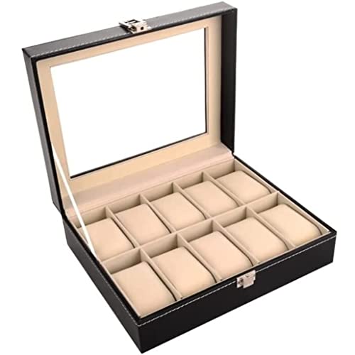 Caja de Reloj Rollo de Reloj Caja de Reloj con 10 Ranuras para Hombres Caja de Almacenamiento de exhibición de Relojes Caja con Organizador de Relojes extraíbles Caja de Reloj enrollador de Reloj