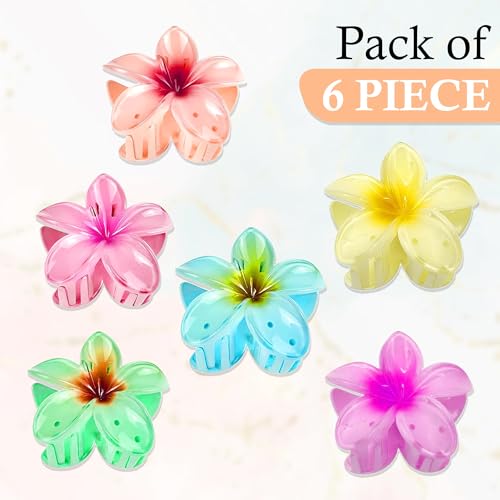 Image of GLUN Flower Pettles Hair Claw Clutcher, Beautiful Multicolour Pack of 6 Big Size Clutches for Thick & Thin Hair, Strong Hold Nonslip Large Hair Accessories for Women & Girls