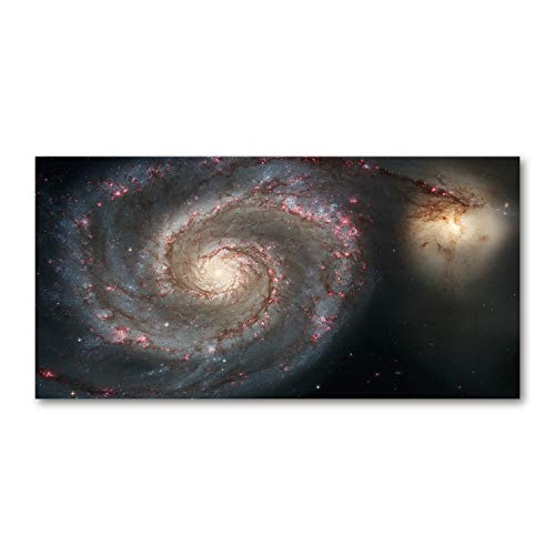 Fond de hotte en verre trempé 100x50cm noir motif nébuleuse pour cuisine cosmos