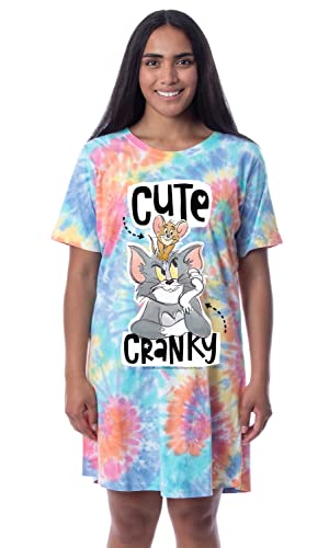 Chemise de nuit Tom and Jerry grande taille XXXL tie-dye pour femme