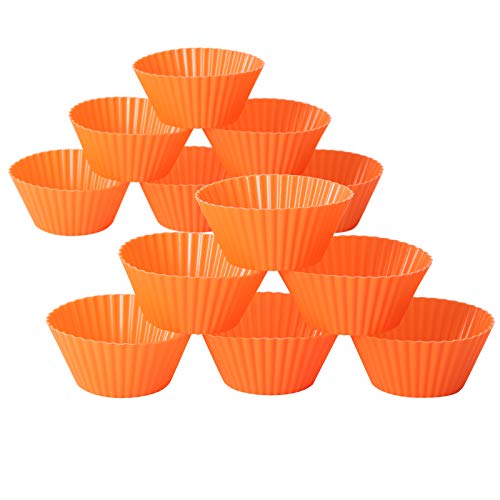 Reusable Silicone Baking Cupcakes Cupcake Muffin Liners Baking Cups Liner Muffin Cups Silicone Molds Set of 12 Mini Sized Non Stick Cup Cake Mode Non-Toxic BPA Free Dishwasher Safe for Dessert Pastry