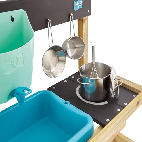 Foto von TP Toys Early Fun Playhouse Accessory FSC Bolt on Mud Kitchen Attachment für EIN Spielhaus enthält Wasser Butt, Splash Wanne, Töpfe, Mischen Schneebesen Messy Play, Holzfarben