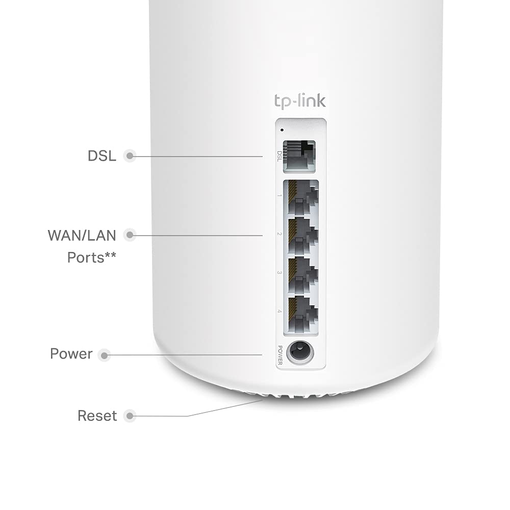 TP-Link Deco X20-DSL Mesh Wi-Fi 6 Modem Router, Wi-Fi 6 Dual-Band AX1800Mbps, VDSL2 Profilo 35b, ADSL, 4 Porte Ethernet Gigabit, MU-MIMO, Mesh in Roaming Senza Interruzioni, Compatibile con Alexa