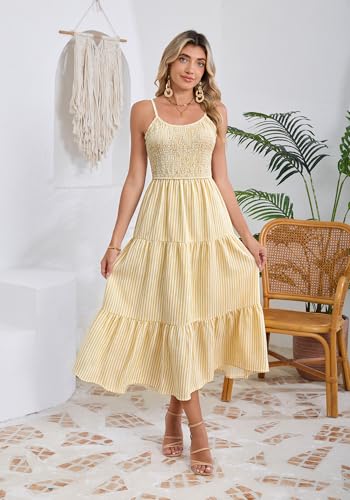Image of Women's 2026 Summer Spaghetti Strap Maxi Tiered Dress