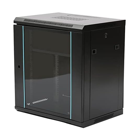 MDAfwecsa 12U Wall Mount Server Cabinet 450mm Deep 19" Network Rack - Heavy Duty Cold-Rolled Steel & Tempered Glass Lockable Ventilated Data Enclosure with Removable Panels for Comms/AV Equipment