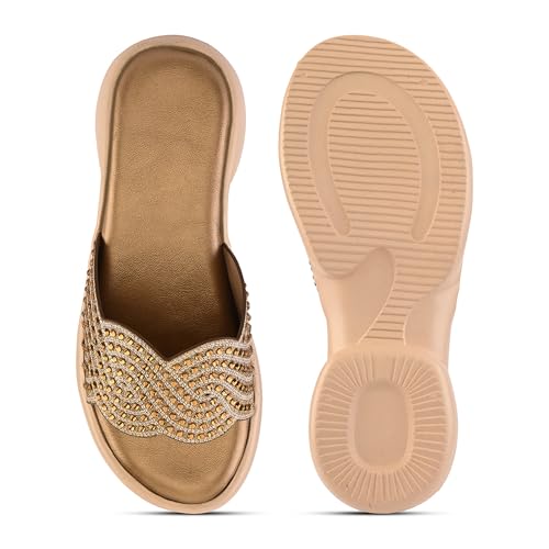 Image of Centrino Women's Sandals | Stylish Slip-On Sandals for Ladies |Elegant Slide Sandals with Butterfly Studded Embellishment Design | Lightweight and Durable Fashion Footwear (9310)
