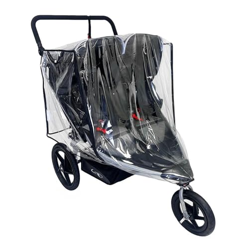 SASHA'S Rain Cover for Bob Duallie Double Jogging Stroller, Zipper Access, Maximum Coverage, Weather Shield (Jogger not Included)