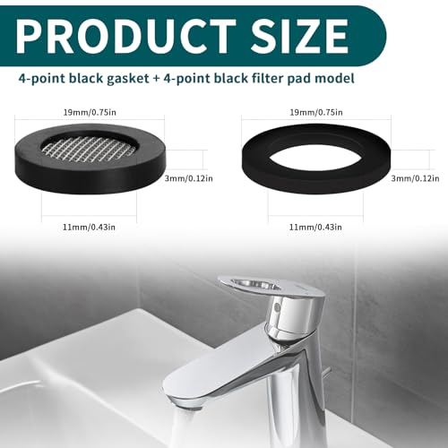 20 Stück Dichtungsringe Set, 10 Stück Dichtungsring mit 10 Stück Siebdichtung 19 mm Dichtung für Duschschlauch Gummi Unterlegscheiben Rund für Brauseschlauch Wasserhähne (Schwarz)