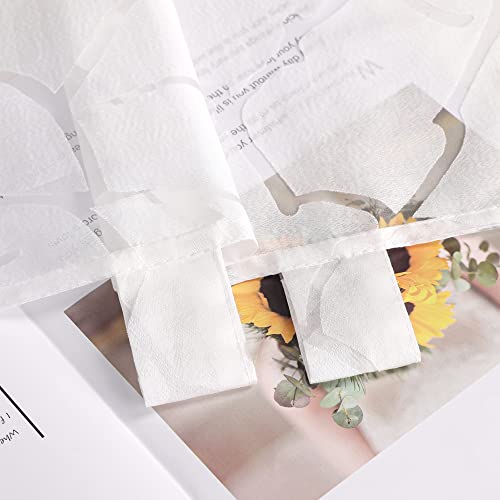 Heichkell Burnout Window Curtain Short Curtains Transparent Tabs Kitchen Curtain Branch Pattern H x W 60 x 120 cm White - Image 2