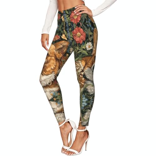 Leggings de compresión con estampado de flores florales mujer