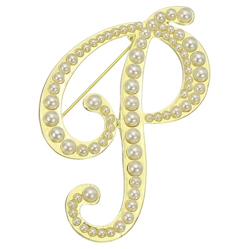 Image of PATIKIL Letter Brooch Pins, Pearl Initial Alphabet Letter Lapel Badges Pin for Women Men Girl Wife Suits Clothes Dress Bouquet Coat Hat Bag Craft Party