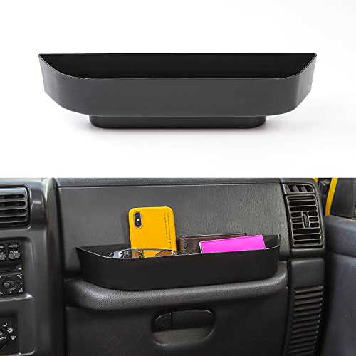 JeCar TJ GrabTray   Bandeja organizadora de almacenamiento para pasajeros, caja de accesorios para Jeep Wrangler TJ 1997 2006 de 2 puertas y 4 puertas, accesorios interiores, color negro