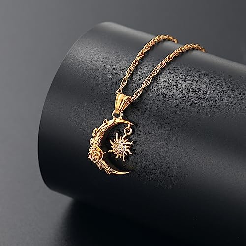 shajwo Cremation Jewelry Crescent Moon and Sun Rose Urn Necklaces for Ashes for Women Men Memorial Human Ashes Pendant3
