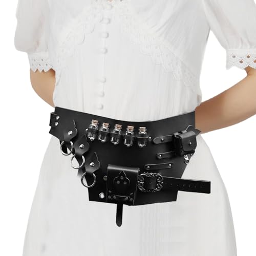 Cinturón de corsé de medieval ajustable con bolsa integrada para cosplay 4