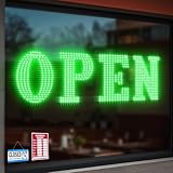 Picture of 41"x15" Large LED Open Signs for Business Super Bright Unique Design Open Sign with Hanging Installation for Window Stores Bar Hotel Retail Shops Salon Restaurant Office Green