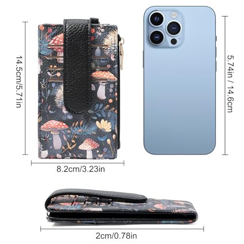 Image of GOIACII RFID Slim Card Holder Wallet with ID Window Thin Bifold Wallet for Womens Zipper Coin Pocket Hedgehog Print