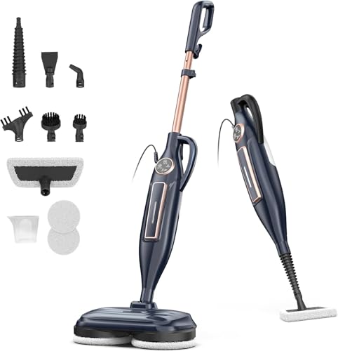 Image of DEVOAC VM6 Scrubbing Steam Mop with Rotating Mop Pads, 10 in 1 Steam Mop, Lightweight Spin Mop & 3 Steam Modes for Hard Floor Laminate Marble Floors (Ink)