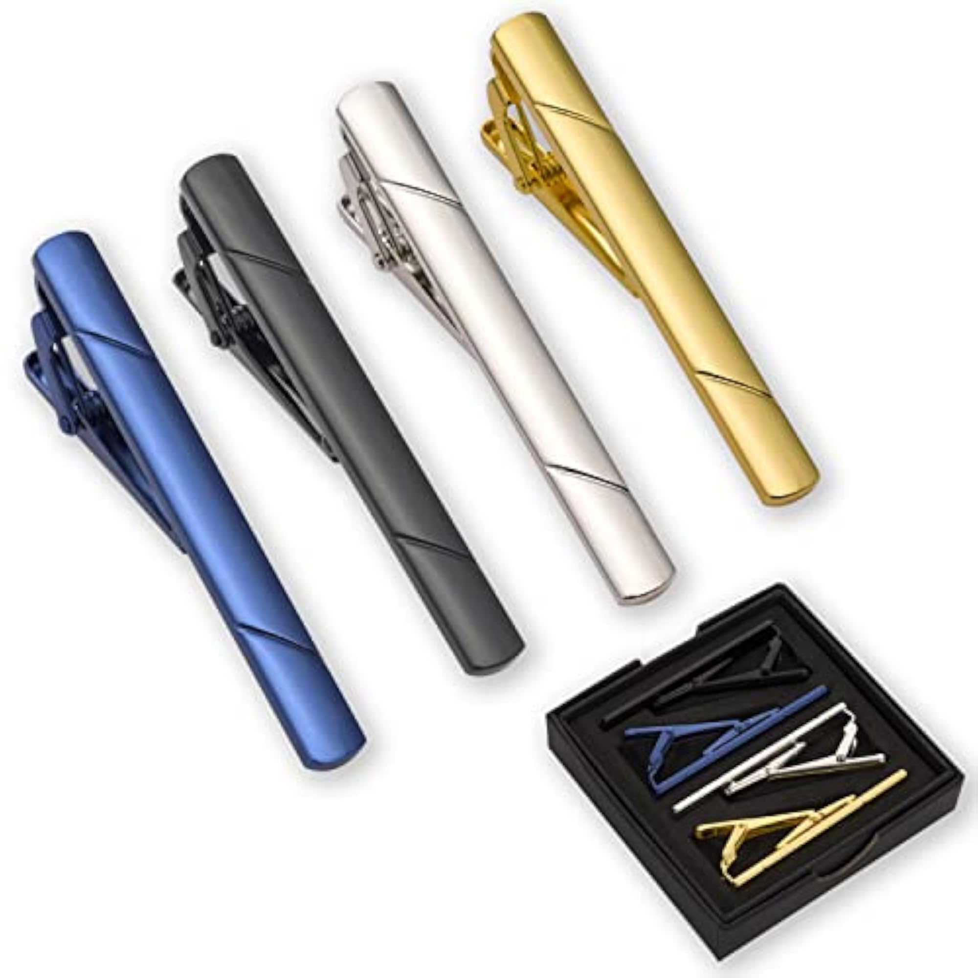 4pcs Tie Clips for Men, Tie Clip Tie Bar Set