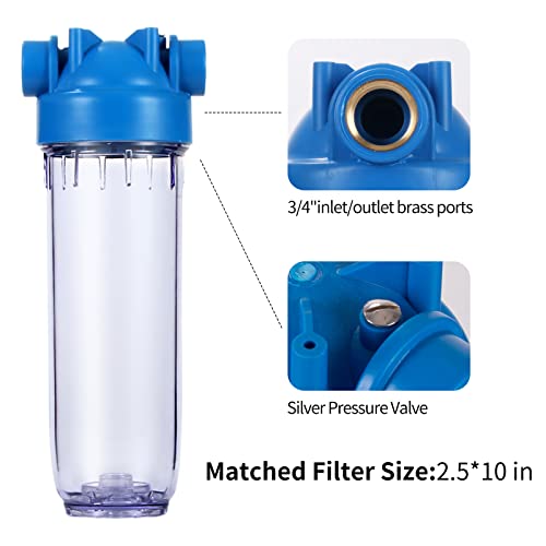 Geekpure 10-Zoll Ganzhaus Filtergehäuse - 3/4 BSP Messinganschluss - passend für 2,5 x 10 Filter