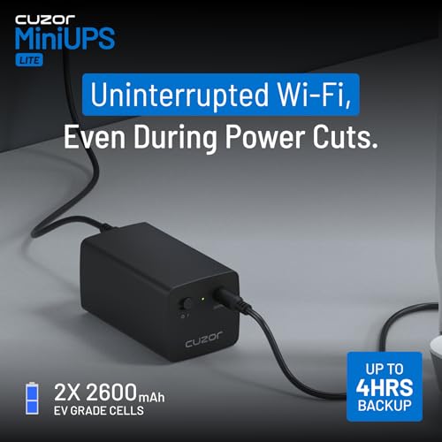 Image of Cuzor Mini UPS Lite 12V Router UPS up to 2A | Up to 4 Hours Backup | WiFi UPS Power Backup for Internet Fiber Modem | 2x2600 mAh | Backup ups for WiFi Router