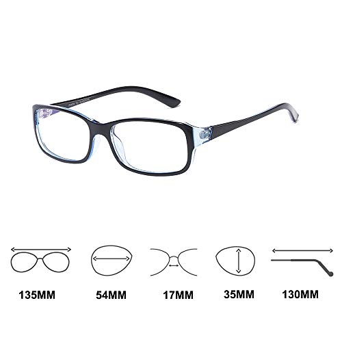 Qecepei Classic Rectangle Eyewear Frame Blue Light Blocking Full Rim Non-Prescription Clear Lens Glasses(Blue) #TOP4