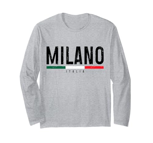 Recuerdo vintage de la bandera italiana de Milano Italia Manga Larga