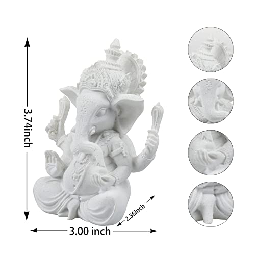 Fardtry Elephant Buddha Statue Feng Shui Indian Elephant God Statue Handmade Resin Home Decoration Decoration Creative Gift (White) #TOP1