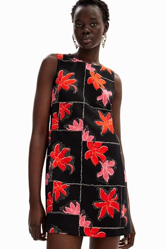 Desigual Women's Floral Mini Pinafore Dress Black4
