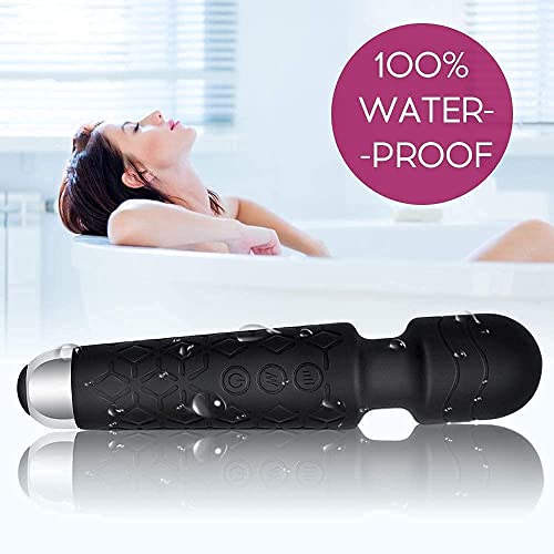 Image of Cordless Rechargeable Personal Wand Full Body Massager Pain Relief Machine with 20 Vibration Modes 8 Speeds Patterns Flexible Head Water Resistant Wireless Portable Battery Powered Ultimate Relaxation for Women & Men, (Multi color )