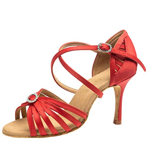 Rummos chaussures de danse Elite Celine 049 en satin rouge de haute qualité