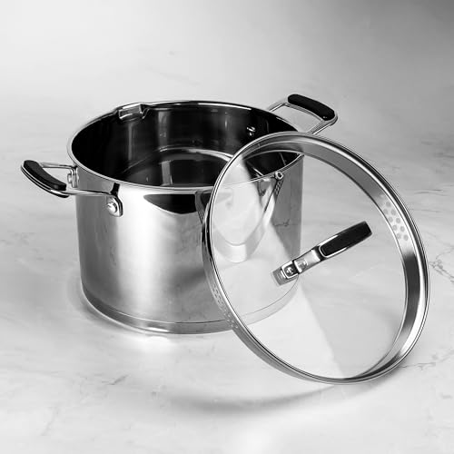 Stockpot, Stainless Steel, Mirror-Polished, 6.5L Capacity, 24cm x 16.6cm, Oven Safe, Induction Compatible, Silver - Image 3