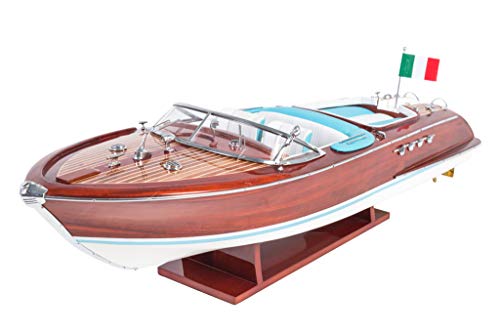 Seacraft Gallery Riva Aquarama Schiffsmodell, 69,8 cm (blau-weiÃe Ledersitze) â fertig montiertes Spielzeug-Speedboot Modell â Holzboot Spielzeug Modell-Dekor â montiertes Modell Schiffe Boote – Bild 7