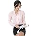 Women's Long Sleeve Casual Shirt V Neck Chiffon Blouse Tops