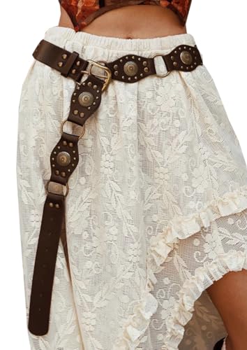 Vanrose Jan Womens Y2K Belt PU Leather Buckle Hollow Hoop Bohemian Belts