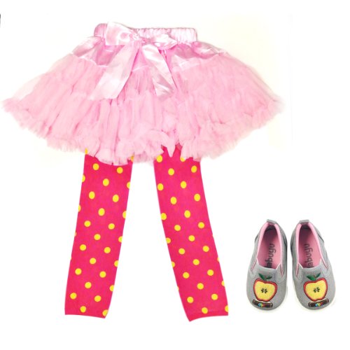 Wrapables Colorful Footless Tights Leggings, Yellow Dots on Fuchsia2