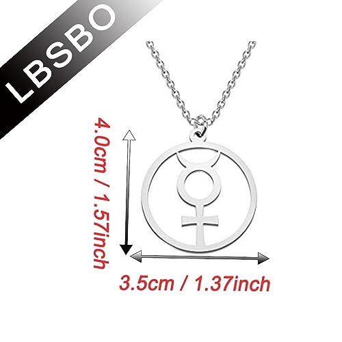CENWA Mercury Pendant Alchemical Symbol Stainless Steel Necklace Mercury Symbol Jewelry Astrological Symbol Jewelry2