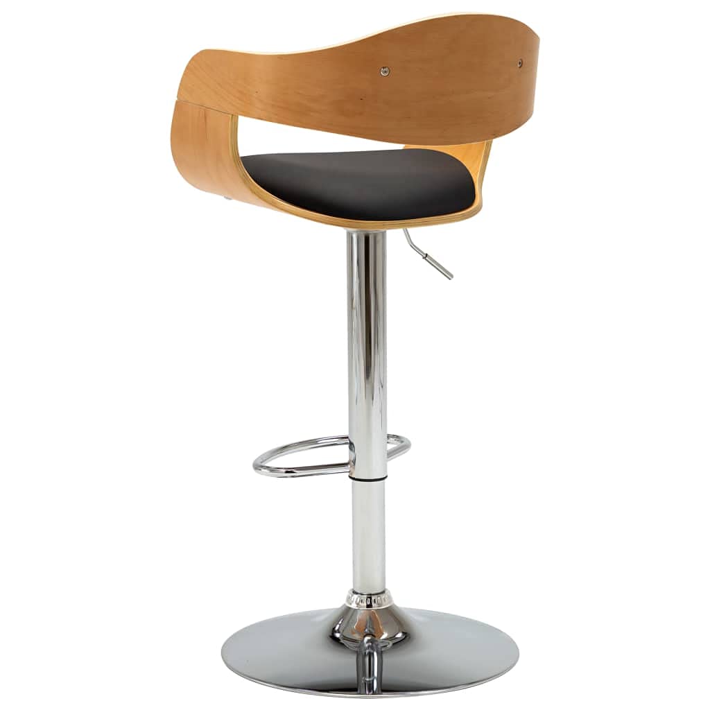 Taboret barowy, 2 sztuki, czarne drewno łukowe, sztuczna skóra, regulacja wysokości, obrotowy z podnóżkiem, do kuchni, jadalni, baru, pubu, salonu