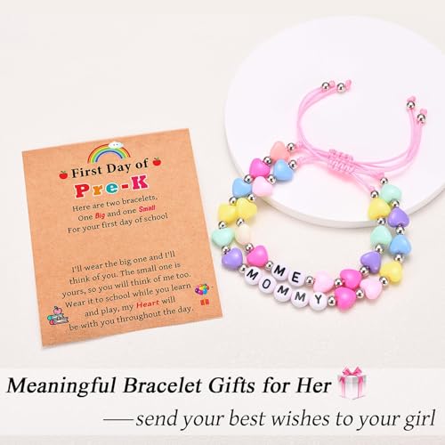 Mommy and Me Matching Bracelets Set, First Day of School Kindergarten Preschool First Grade Gifts, Back to School Gifts for Daughter Girls3